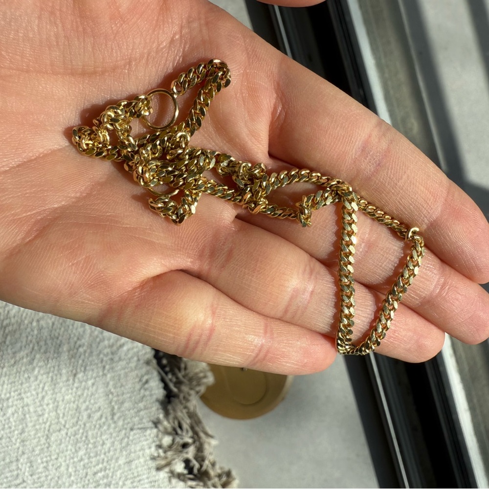 14k yellow gold flat curb chain 16”